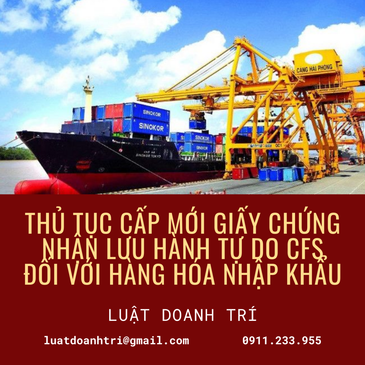 THỦ TỤC CẤP MỚI GIẤY CHỨNG NHẬN LƯU HÀNH TỰ DO CFS ĐỐI VỚI HÀNG HÓA NHẬP KHẨU